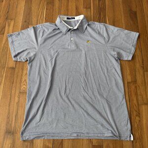 Masters Clubhouse Collection Men’s Polo Golf Shirt Blue Stripe Made in Italy XXL